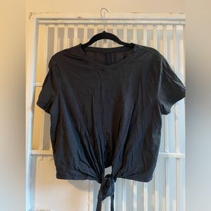 Lululemon cotton black tie front tee (size 8)